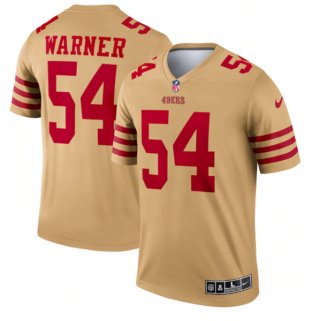 Men's San Francisco 49ers #54 Fred Warner 2022 New Gold Inverted Legend Stitched Football Jersey