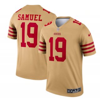 Men's San Francisco 49ers #19 Deebo Samuel 2022 New Gold Inverted Legend Stitched Football Jersey