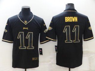 Men's Philadelphia Eagles #11 A. J. Brown Black Golden Edition Stitched NFL Nike Limited Jersey