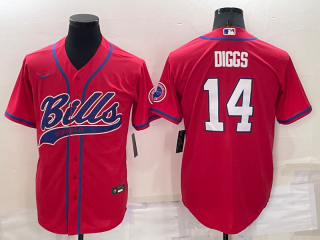 Men's Buffalo Bills #14 Stefon Diggs Red Stitched Cool Base Nike Baseball Jersey