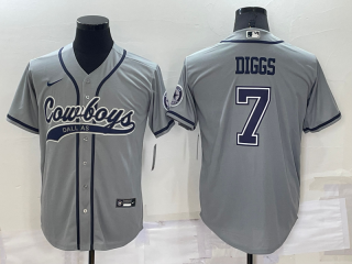 Men's Dallas Cowboys #7 Trevon Diggs Grey Stitched Cool Base Nike Baseball Jersey