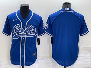 Men's Indianapolis Colts Blank Blue Stitched MLB Cool Base Nike Baseball Jersey