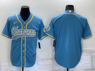 Men's Los Angeles Chargers Blank Light Blue Stitched MLB Cool Base Nike Baseball Jersey