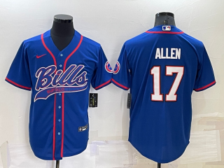 Men's Buffalo Bills #17 Josh Allen Blue Stitched Cool Base Nike Baseball Jersey