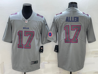 Men's Buffalo Bills #17 Josh Allen LOGO Grey Atmosphere Fashion 2022 Vapor Untouchable Stitched Limited Jersey