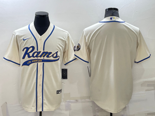 Men's Los Angeles Rams Blank Cream Stitched MLB Cool Base Nike Baseball Jersey