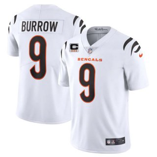 Men's Cincinnati Bengals 2022 #9 Joe Burrow White With 3-star C Patch Vapor Limited Stitched NFL Jersey