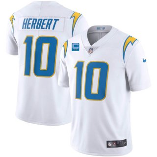 Men's Los Angeles Chargers 2022 #10 Justin Herbert White With 2-star C Patch Vapor Untouchable Limited Stitched Jersey