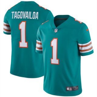 Men's Miami Dolphins #1 Tua Tagovailoa Aqua Vapor Stitched Jersey