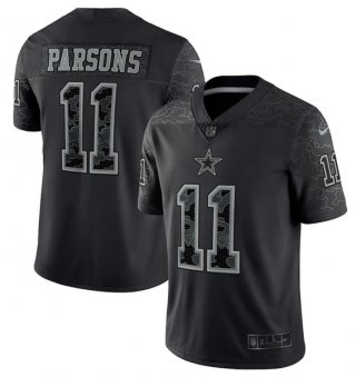 Men's Dallas Cowboys #11 Micah Parsons Black Reflective Limited Stitched Football Jersey