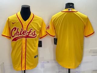 Men's Kansas City Chiefs Blank Gold With Patch Cool Base Stitched Baseball Jersey