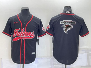 Men's Atlanta Falcons Black Team Big Logo With Patch Cool Base Stitched Baseball Jersey