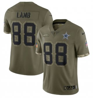 Men's Dallas Cowboys #88 CeeDee Lamb 2022 Olive Salute To Service Limited Stitched Jersey