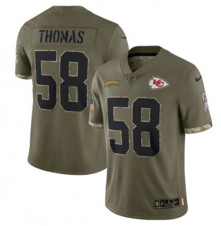 Men's Kansas City Chiefs #58 Derrick Thomas 2022 Olive Salute To Service Limited Stitched Jersey