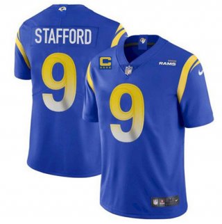 Men's Los Angeles Rams 2022 #9 Matthew Stafford Blue With 4-star C Patch Stitched NFL Jersey