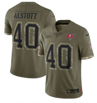 Men's Tampa Bay Buccaneers #40 Mike Alstott 2022 Olive Salute To Service Limited Stitched Jersey