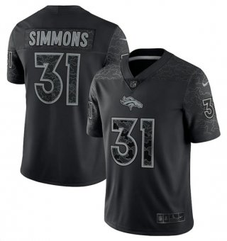 Men's Denver Broncos #31 Justin Simmons Black Reflective Limited Stitched Football Jersey