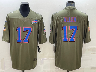 Men's Buffalo Bills #17 Josh Allen Olive Salute To Service Limited Stitched Jersey