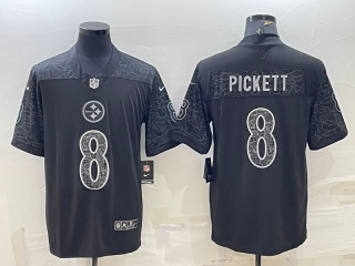 Men's Pittsburgh Steelers #8 Kenny Pickett Black Reflective Limited Stitched Football Jersey