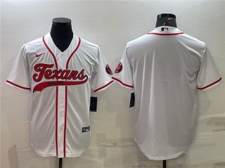 Men's Houston Texans Blank White With Patch Cool Base Stitched Baseball Jersey