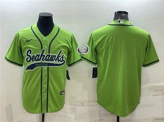 Men's Seattle Seahawks Blank Green With Patch Cool Base Stitched Baseball Jersey