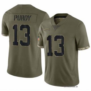 Men's San Francisco 49ers #13 Brock Purdy 2022 Olive Salute To Service Limited Stitched Jersey