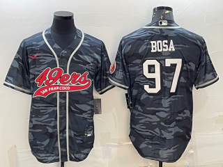 Men's San Francisco 49ers #97 Nick Bosa Grey Camo With Patch Cool Base Stitched Baseball Jersey