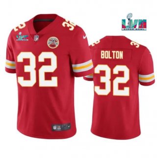 Men's Kansas City Chiefs #32 Nick Bolton Red Super Bowl LVII Patch Vapor Untouchable Limited Stitched Jersey