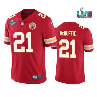 Men's Kansas City Chiefs #21 Trent McDuffie Red Super Bowl LVII Patch Vapor Untouchable Limited Stitched Jersey