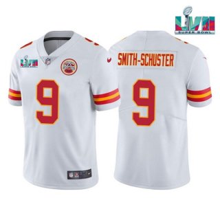 Men's Kansas City Chiefs #9 JuJu Smith-Schuster White Super Bowl LVII Patch Vapor Untouchable Limited Stitched Jersey