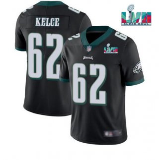 Men's Philadelphia Eagles #62 Jason Kelce Black Super Bowl LVII Patch Vapor Untouchable Limited Stitched Jersey