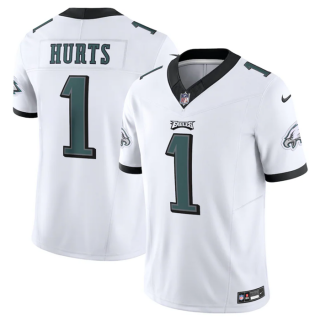 Men's Philadelphia Eagles #1 Jalen Hurts White 2023 F.U.S.E. Vapor Untouchable Limited Stitched Football Jersey