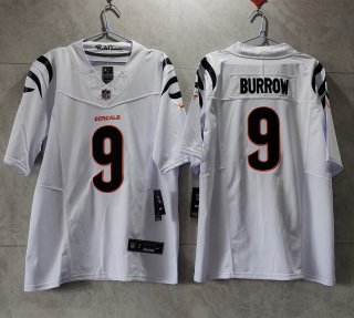 Men's Cincinnati Bengals #9 Joe Burrow White 2023 F.U.S.E. Vapor Untouchable Limited Stitched Jersey