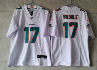 Men's Miami Dolphins #17 Jaylen Waddle White 2023 FUSE Vapor Limited Throwback Stitched Jersey