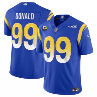 Men's Los Angeles Rams #99 Aaron Donald Blue 2023 F.U.S.E. With 4-Star C Patch Vapor Vapor Limited Football Stitched Jersey