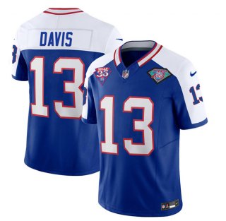 Men's Buffalo Bills #13 Gabe Davis Blue White 2023 F.U.S.E. 75th Anniversary Throwback Vapor Untouchable Limited Football Stitched Jersey