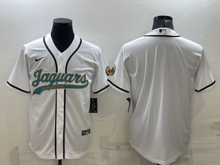 Men's Jacksonville Jaguars Blank White With Patch Cool Base Stitched Baseball Jersey