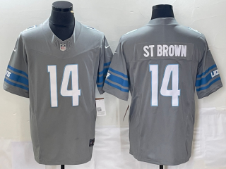 Men's Detroit Lions #14 Amon Ra St Brown Grey 2023 FUSE Vapor Limited Stitched Jersey