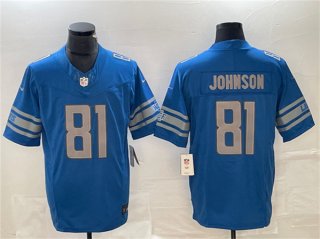 Men's Detroit Lions #81 Calvin Johnson Blue 2023 F.U.S.E. Vapor Untouchable Limited Stitched Jersey