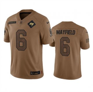 Men's Tampa Bay Buccaneers #6 Baker Mayfield 2023 Brown Salute To Service Limited Football Stitched Jersey