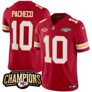 Men’s Kansas City Chiefs #10 Isiah Pacheco Red 2023 F.U.S.E. AFC West Champions With NKH Patch Vapor Untouchable Limited Football Stitched Jersey