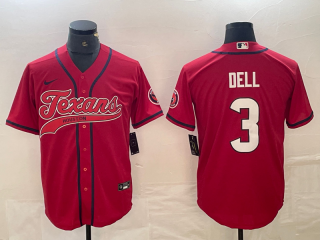 Men's Houston Texans #3 Tank Dell Red With Patch Cool Base Stitched Baseball Jersey