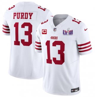 Men's San Francisco 49ers #13 Brock Purdy White 2024 F.U.S.E. Super Bowl LVIII Patch And 1-star C Patch Vapor Untouchable Limited Football Stitched Jersey