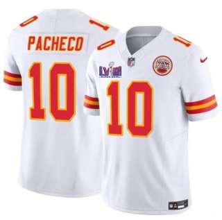 Men’s Kansas City Chiefs #10 Isiah Pacheco White F.U.S.E. Super Bowl LVIII Patch Vapor Untouchable Limited Football Stitched Jersey