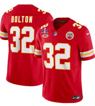 Men's Kansas City Chiefs #32 Nick Bolton Red 2024 F.U.S.E. Super Bowl LVIII Patch With NKH Patch Vapor Untouchable Limited Football Stitched Jersey