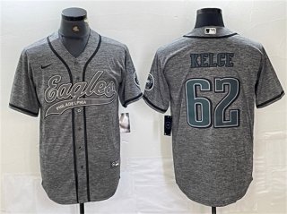 Men's Philadelphia Eagles #62 Jason Kelce Gray Cool Base Baseball Stitched Jersey