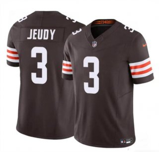 Men's Cleveland Browns #3 Jerry Jeudy Brown 2023 F.U.S.E. Vapor Limited Football Stitched Jersey