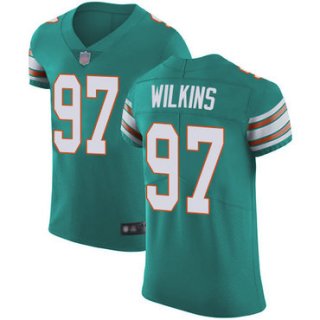 Dolphins #97 Christian Wilkins Aqua Green Alternate Men's Stitched Football Vapor Untouchable Elite Jersey