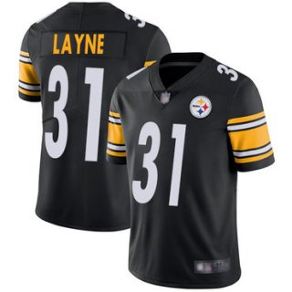 Steelers #31 Justin Layne Black Team Color Men's Stitched Football Vapor Untouchable Limited Jersey