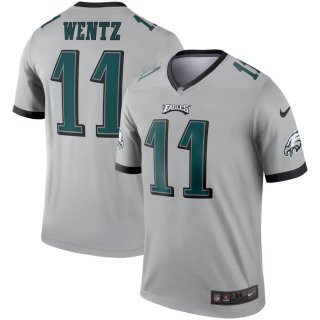 Nike Philadelphia Eagles 11 Carson Wentz Silver Inverted Legend Jersey